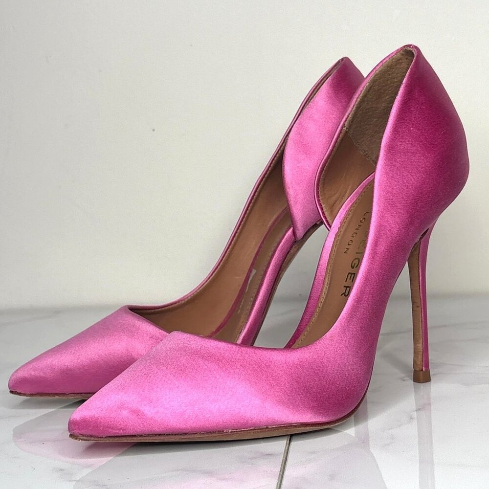 Kurt Geiger Pink Satin D'Orsay Pointed Toe High Heel Pumps Stilettos 36 6 Brazil